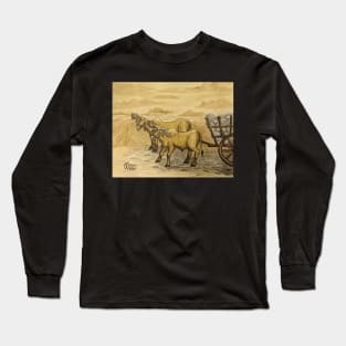 Yoke of oxen pulling a load Long Sleeve T-Shirt